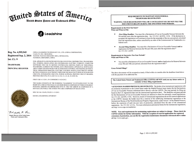 Trademark Certificate in US